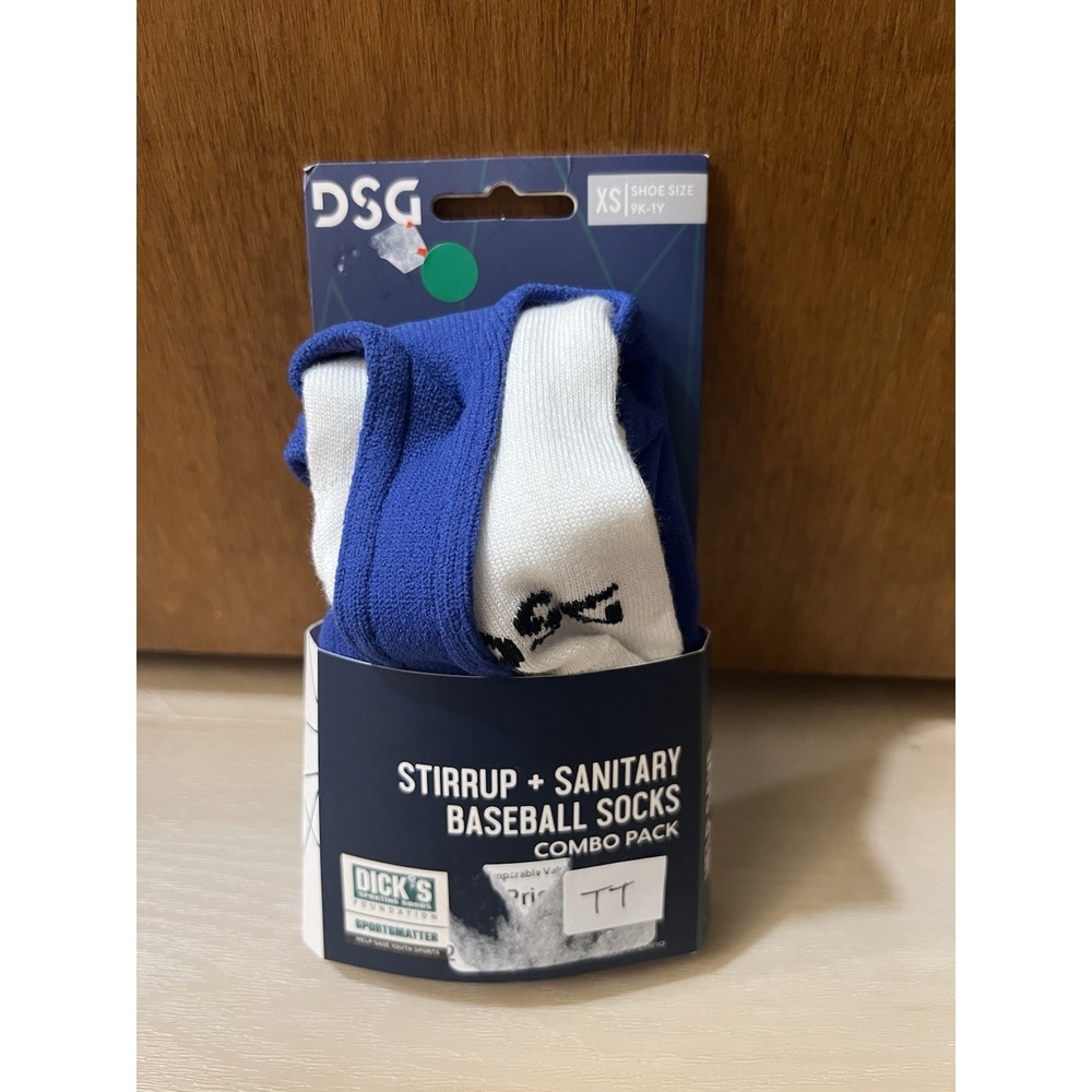 DSG Stirrup + Sanitary Baseball Socks Royal Blue and White, Youth XS 9K-1Y New